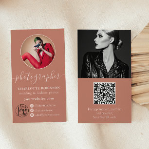 Carte De Visite Boho terracotta photo qr code logo photographe