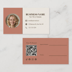 Carte De Visite Boho Terracotta QR Code Photo Rendez-vous Artisan