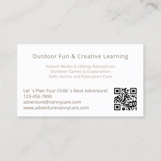 Carte De Visite Boho Tipi Aventure Nanny Babysitter Garde d'enfant (Dos)