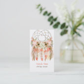 Carte De Visite Boho Tribal Dream Catcher Flèches Plumes fleurs (Debout devant)
