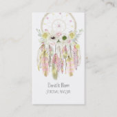 Carte De Visite Boho Tribal Dream Catcher Flèches Plumes fleurs (Devant)