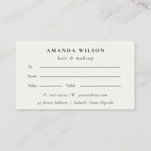 Carte De Visite Boho Tropical Foliage Botanical Gift Certificate (Dos)