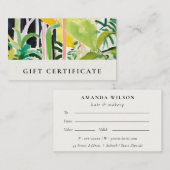 Carte De Visite Boho Tropical Foliage Botanical Gift Certificate (Devant / Derrière)