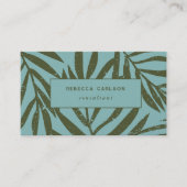 Carte De Visite Boho Turquoise Abstrait Grunge Botanique (Devant)