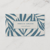 Carte De Visite Boho Turquoise Beige Abstrait Grunge Botanique (Devant)