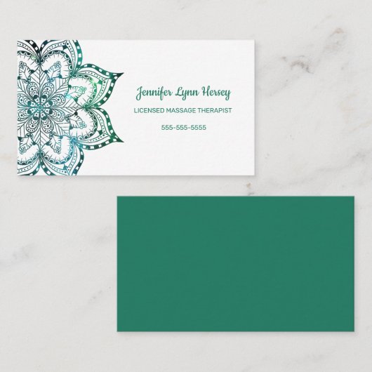 Carte De Visite Boho Turquoise Mandala (Devant / Derrière)