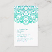 Carte De Visite Boho Turquoise Mandala Massage Therapist (Dos)