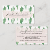 Carte De Visite Boho vert fleur cactus mignon (Devant / Derrière)