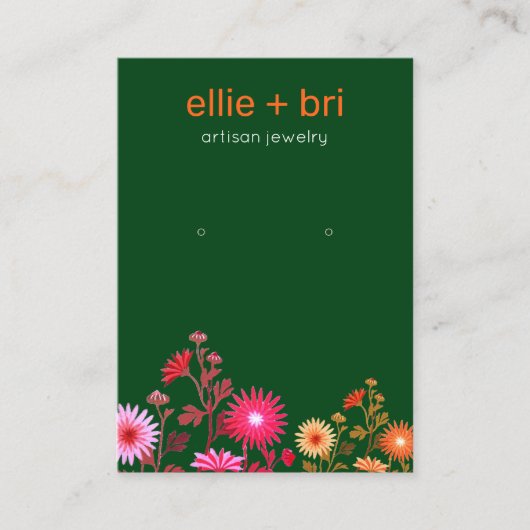 Carte De Visite Boho vert floral à oreille bijouterie (Devant)