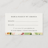 Carte De Visite Boho Vert Rose Peint Floral Référencer Un Ami (Dos)