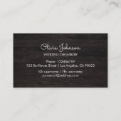 Carte De Visite Boho Violet Chaîne Fleur Lumière Bois Noir (Dos)