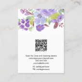 Carte De Visite Boho violet fleuri logo bijoux oreille collier (Dos)