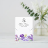Carte De Visite Boho violet fleuri logo bijoux oreille collier (Debout devant)