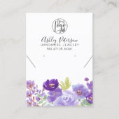 Carte De Visite Boho violet fleuri logo bijoux oreille collier (Devant)