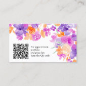 Carte De Visite Boho violet Orange fleurs cheveux de maquillage fl (Dos)