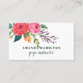Carte De Visite Boho violet rouge rose Fleurs en fleurs Aquarelle (Devant)