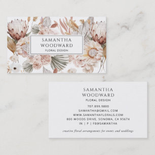 Carte De Visite Boho Watercolor Fleur sauvage Floral Designer