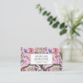 Carte De Visite Boho Whimsical Peint Fleur sauvage rose floral (Debout devant)