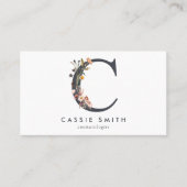 Carte De Visite Boho Wildflower Monogramme initial C (Devant)