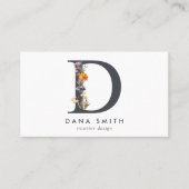 Carte De Visite Boho Wildflower Monogramme initial D (Devant)