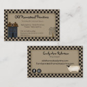 Carte De Visite Bois à salé primitif rustique Willow & Sheep Count (Devant / Derrière)