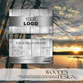 Carte De Visite Bois blanc Bois Bois Grain Logo Décor Argent