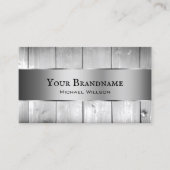 Carte De Visite Bois blanc Bois Grain Argent Décor Bordure (Devant)