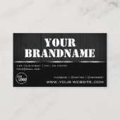 Carte De Visite Bois blanc et noir Bois Bois Grain logo (Dos)