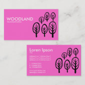 Carte De Visite Bois - blanc et noir sur rose (Devant / Derrière)
