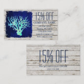 Carte De Visite bois blanc tropical récif de corail nautique (Devant / Derrière)