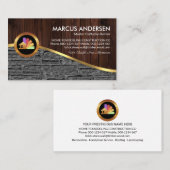 Carte De Visite Bois Bois Pierre Mur Or Vague (Devant / Derrière)