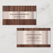 Carte De Visite Bois Brown Bois Gold Bordure Moderne (Devant / Derrière)
