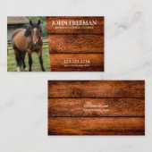 Carte De Visite Bois Brown rustique Texture Cheval Photo Equine (Devant / Derrière)
