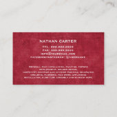 Carte De Visite Bois charpentier Jack Plan Grunge ROUGE (Dos)