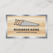 Carte De Visite Bois clair Grain Acier main scie Handyman Carpente (Devant)