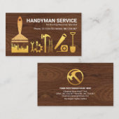 Carte De Visite Bois de bois de bois d'or outils de main-d'oeuvre (Devant / Derrière)