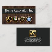 Carte De Visite Bois de bois Handyman Construction Icônes (Devant / Derrière)