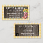 Carte De Visite Bois de canne rustique et En vichy pays tournesol (Devant / Derrière)