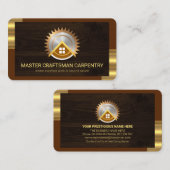 Carte De Visite Bois de charpente de l'onglet Or élégant (Devant / Derrière)