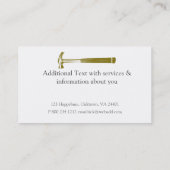 Carte De Visite Bois de charpentier Construction de marteaux de bo (Dos)