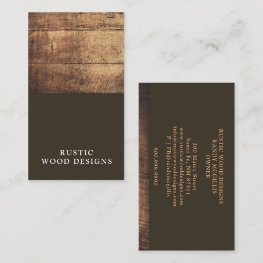 Carte De Visite Bois de charpentier rustique moderne (Devant / Derrière)