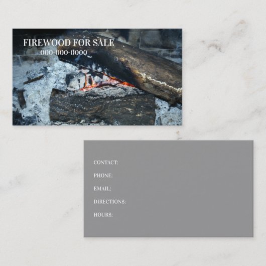 Carte De Visite Bois de chauffage à vendre (Devant / Derrière)