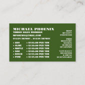 Carte De Visite Bois de chauffage, Bois de sciage/Bois/Jardin de b (Dos)