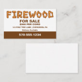 Carte De Visite Bois de chauffage professionnel à vendre sur mesur (Devant / Derrière)