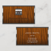 Carte De Visite Bois de monogramme de frontière en métal de (Devant / Derrière)