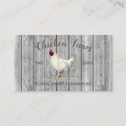 Carte De Visite Bois de poulet argenté Élevage d'oeufs bio rustiqu (Devant)