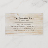 Carte De Visite Bois et marteau, charpentier, charpentier (Dos)