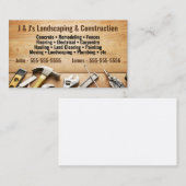 Carte De Visite Bois et outils Paysage et construction (Devant / Derrière)