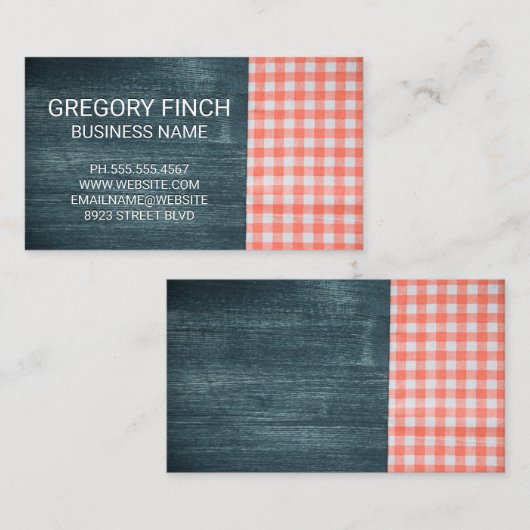 Carte De Visite Bois et tissu de table (Devant / Derrière)