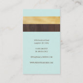 Carte De Visite Bois foncé, or et Turquoise rayure moderne rétro (Dos)
